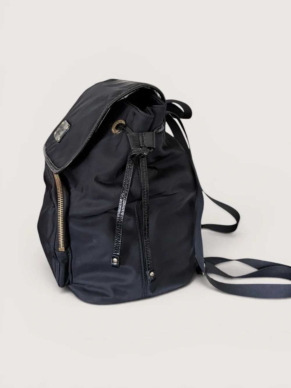 kate spade Black Nylon Small Flap Backpack with Front Pocket